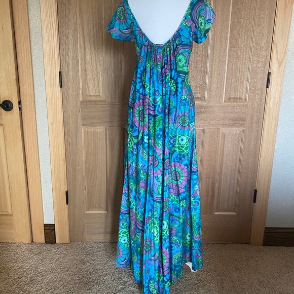 Vintage 50s Paradise Hawaii MuuMuu Blue Size 6-8 - Picture 2 of 7